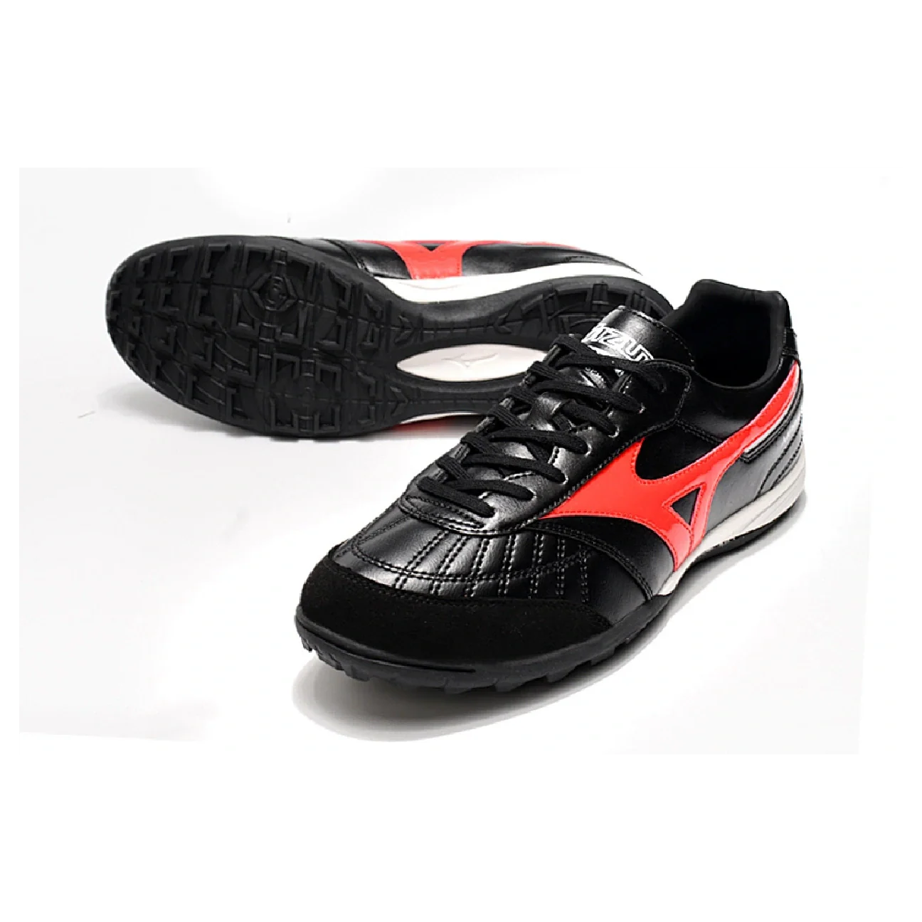 Botas de fútbol Mizuno Morelia Sala Turf TF, color negro, rojo y blanco