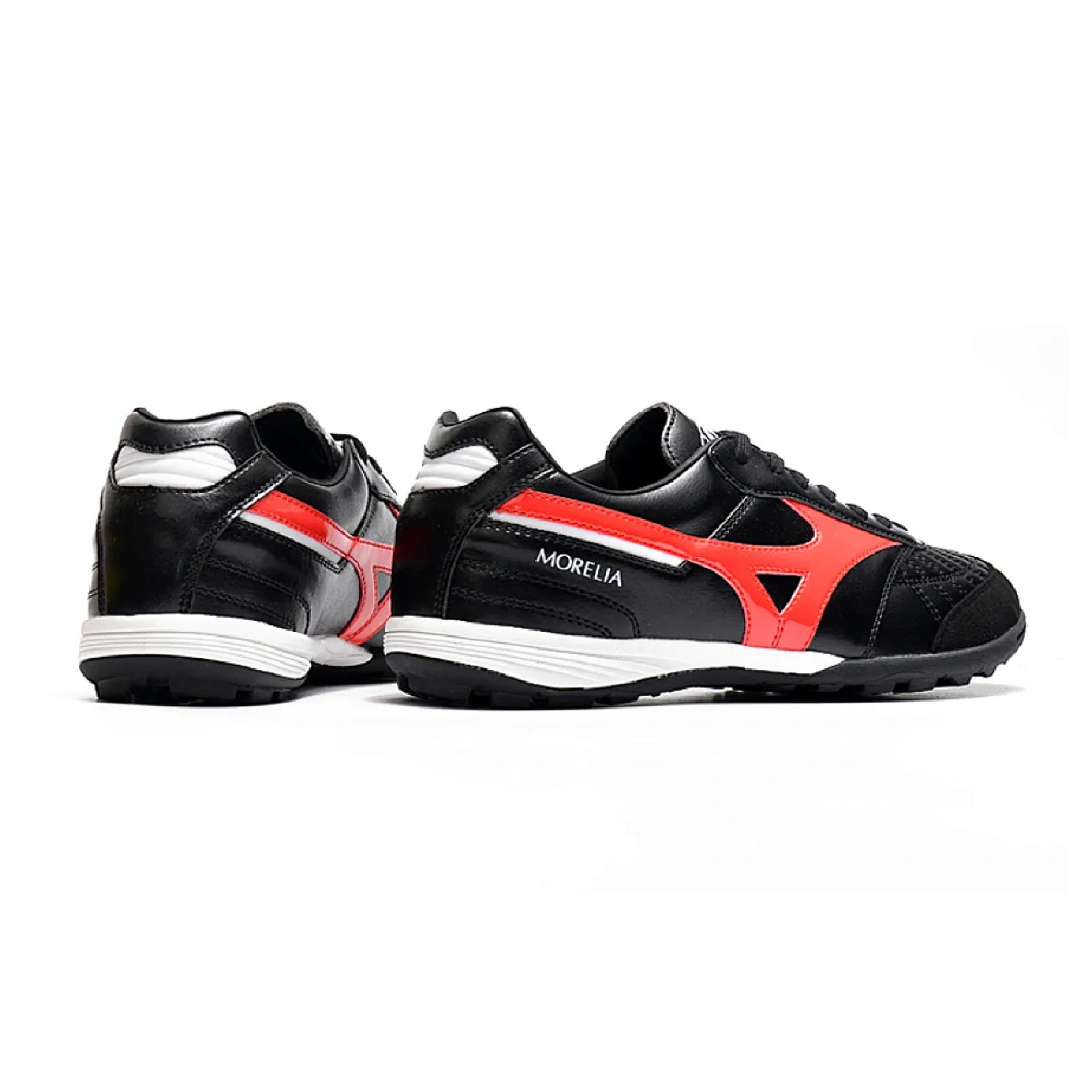Botas de fútbol Mizuno Morelia Sala Turf TF, color negro, rojo y blanco