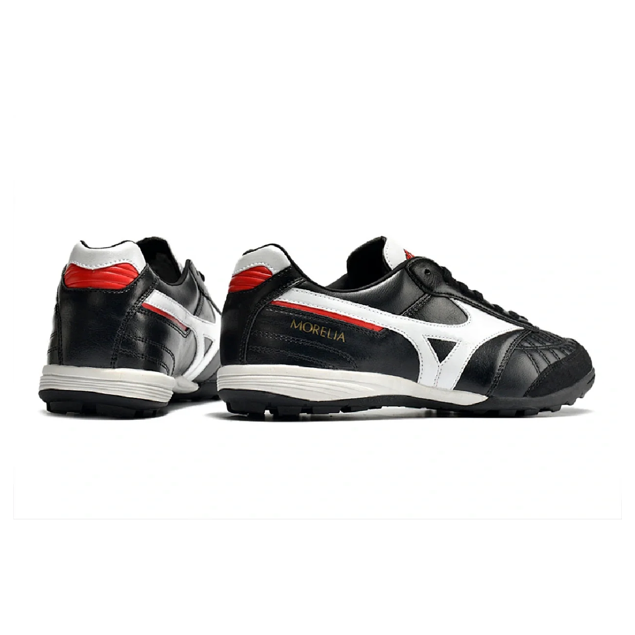 Botas de fútbol Mizuno Morelia Sala Turf TF en negro, blanco y rojo