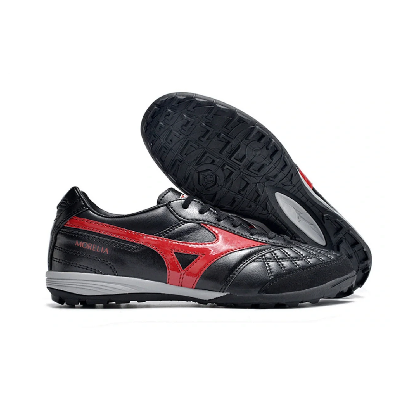 Botas de fútbol Mizuno Morelia Sala Turf TF negras y rojas