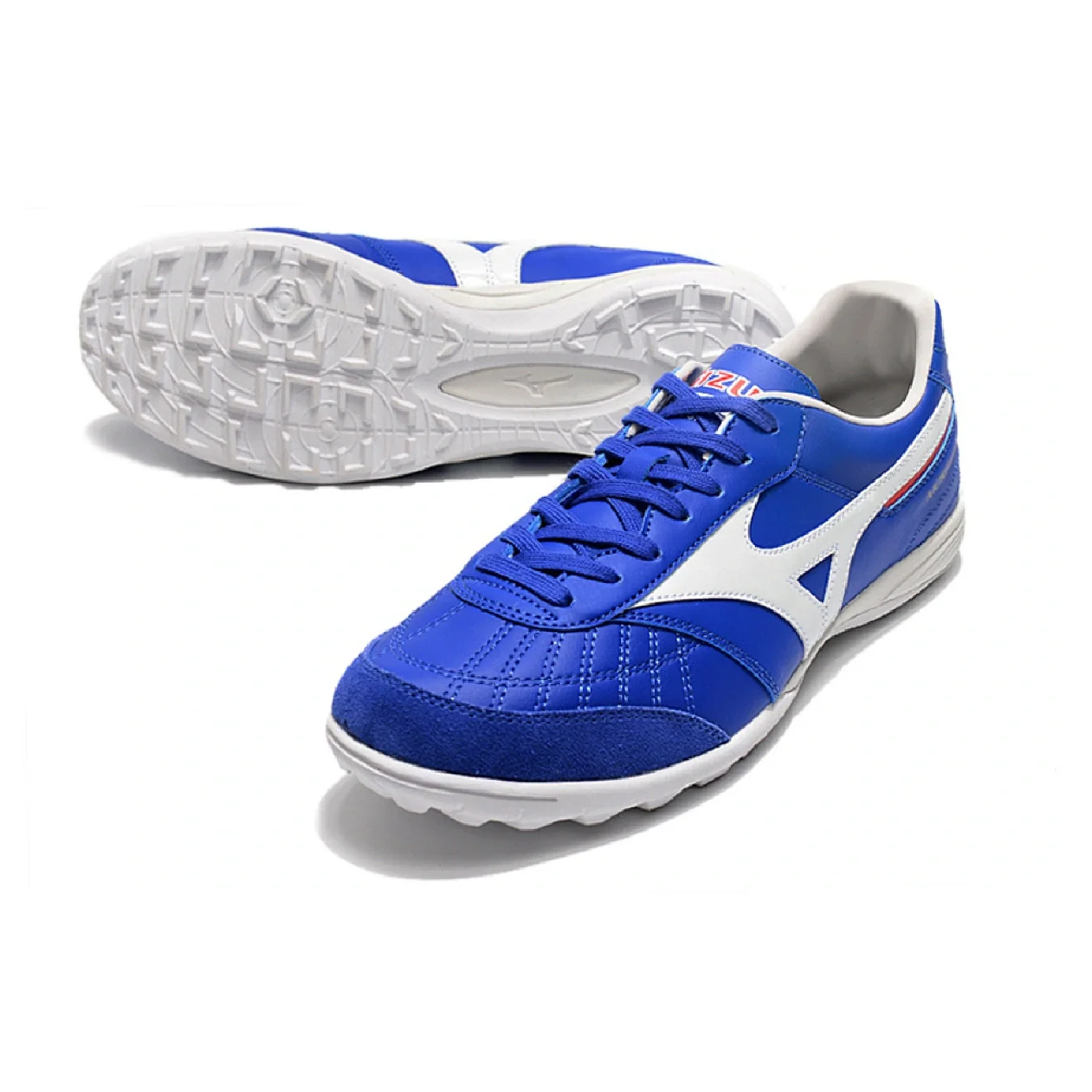 Botas de fútbol Mizuno Morelia Sala Turf TF azul y blanco