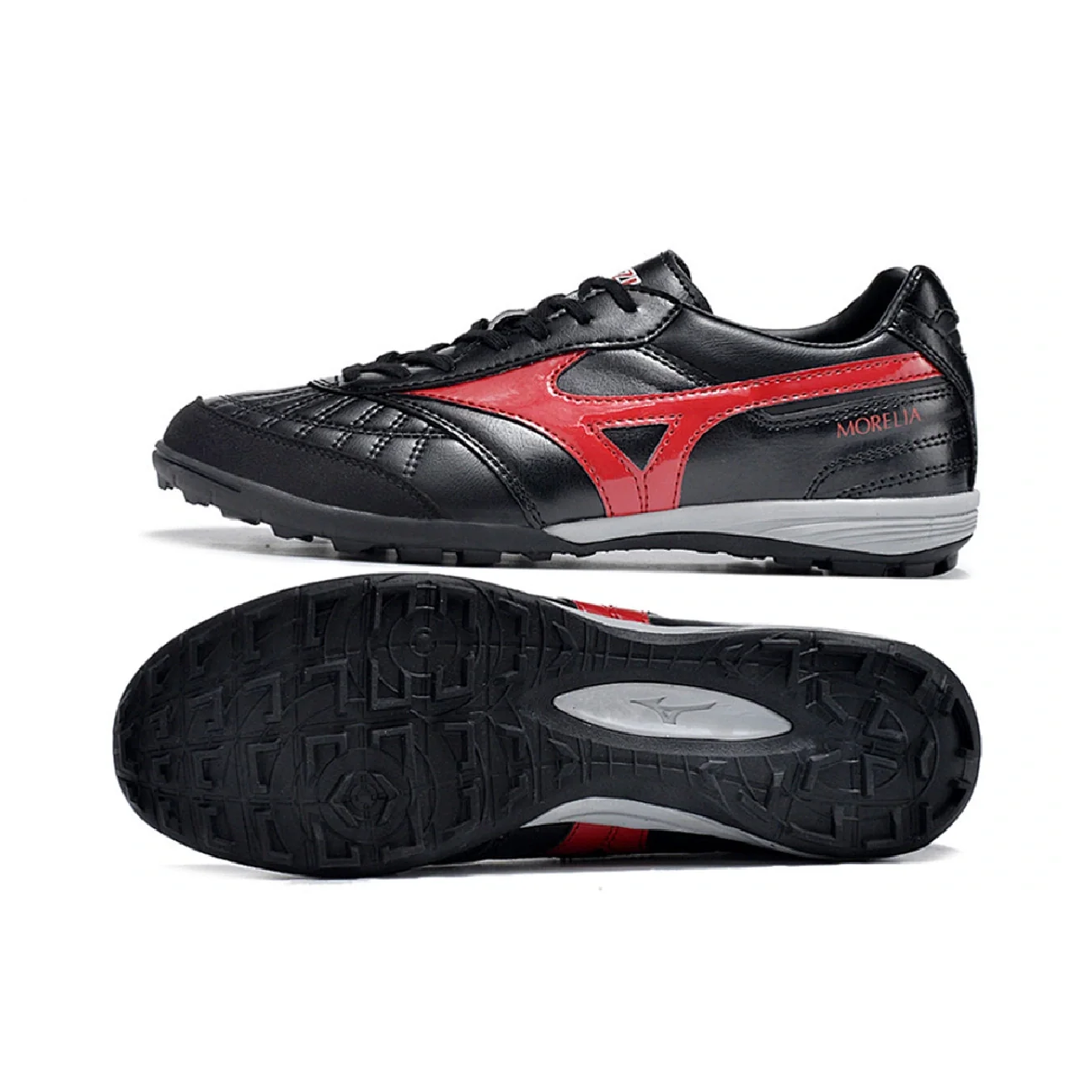 Botas de fútbol Mizuno Morelia Sala Turf TF negras y rojas