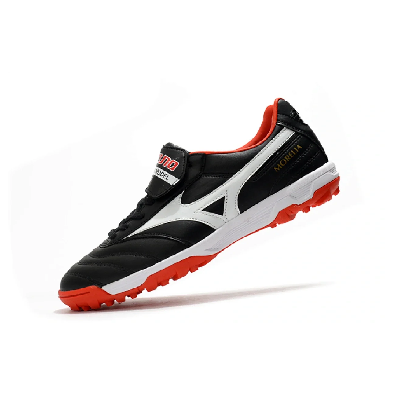 Botas de fútbol Mizuno Morelia Sala Classic Turf TF, color negro, rojo y blanco