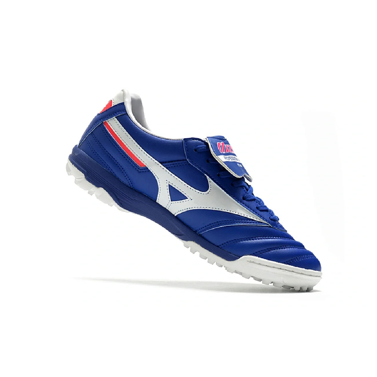 Botas de fútbol Mizuno Morelia Sala Classic Turf TF azul, blanco y rojo