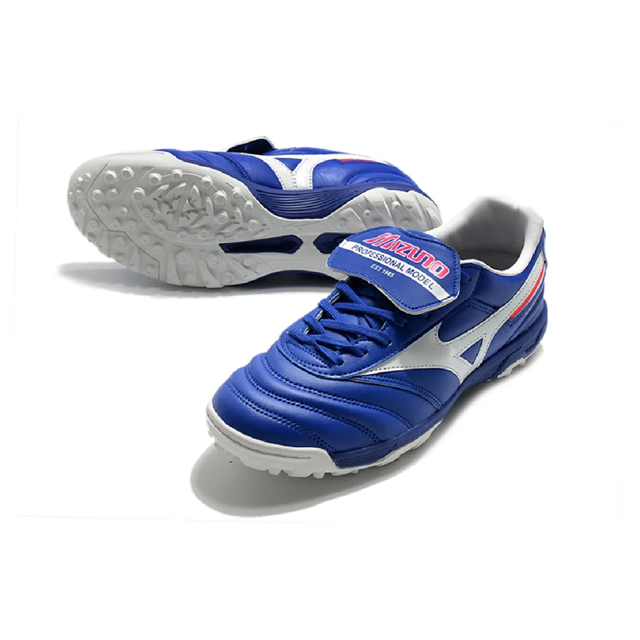 Botas de fútbol Mizuno Morelia Sala Classic Turf TF azul, blanco y rojo