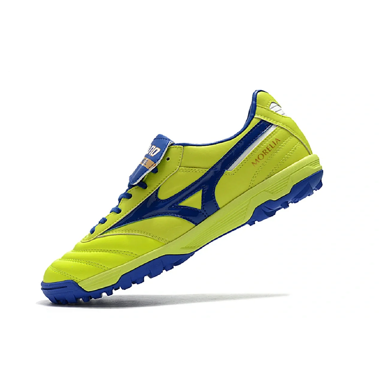 Botas de fútbol Mizuno Morelia Sala Classic Turf TF verde neón y azul