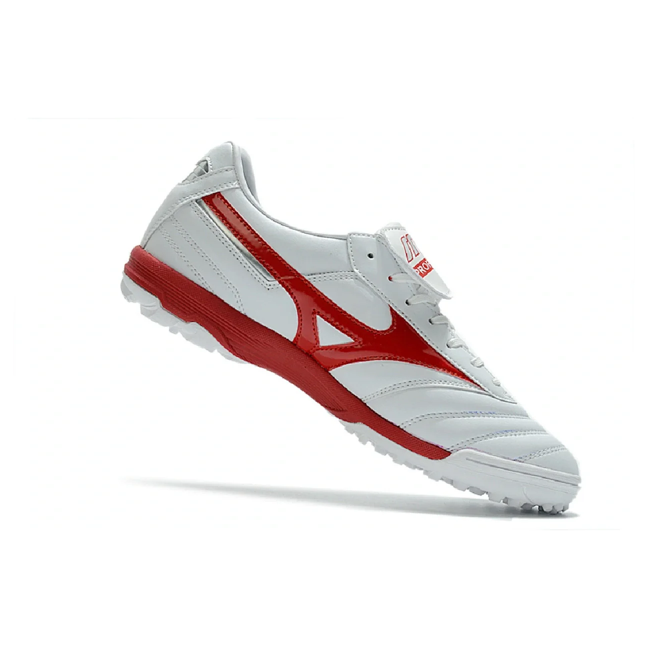 Botas de fútbol Mizuno Morelia Sala Classic Turf TF blancas y rojas