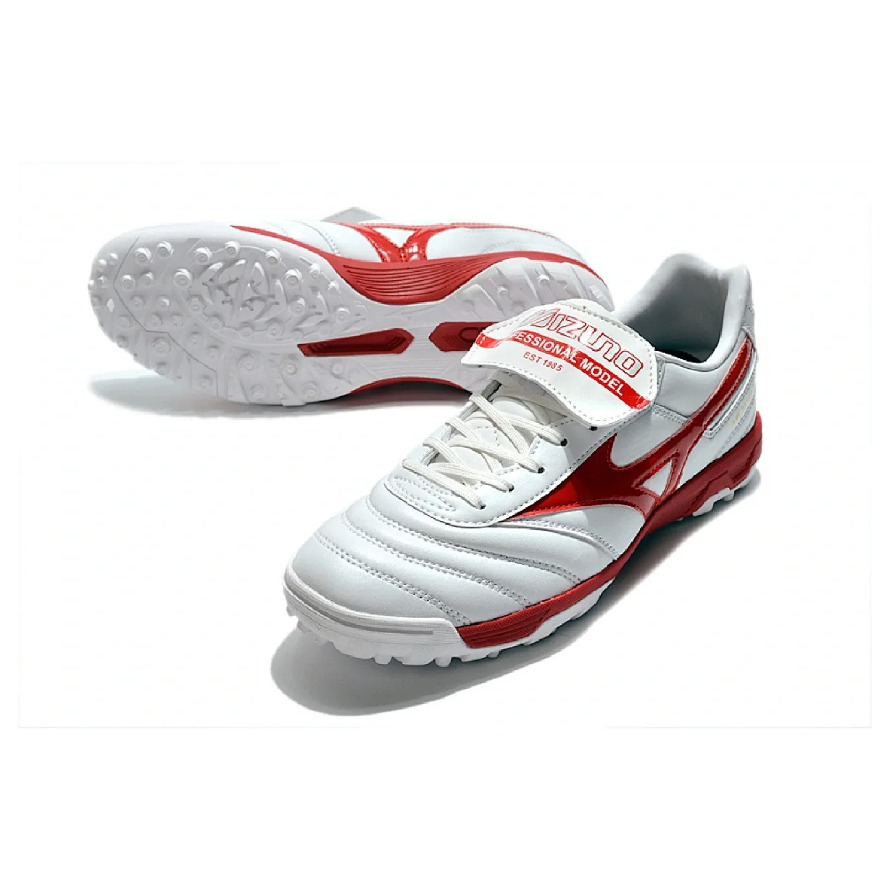 Botas de fútbol Mizuno Morelia Sala Classic Turf TF blancas y rojas