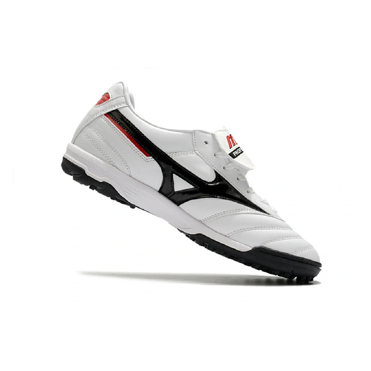 Botas de fútbol Mizuno Morelia Sala Classic Turf TF en blanco, negro y rojo