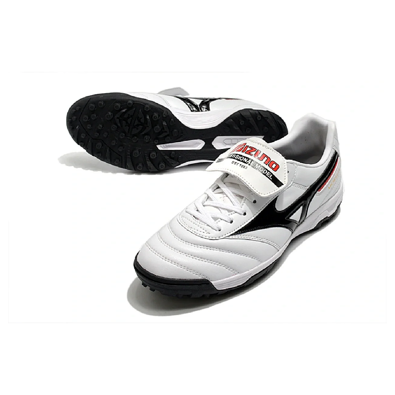 Botas de fútbol Mizuno Morelia Sala Classic Turf TF en blanco, negro y rojo