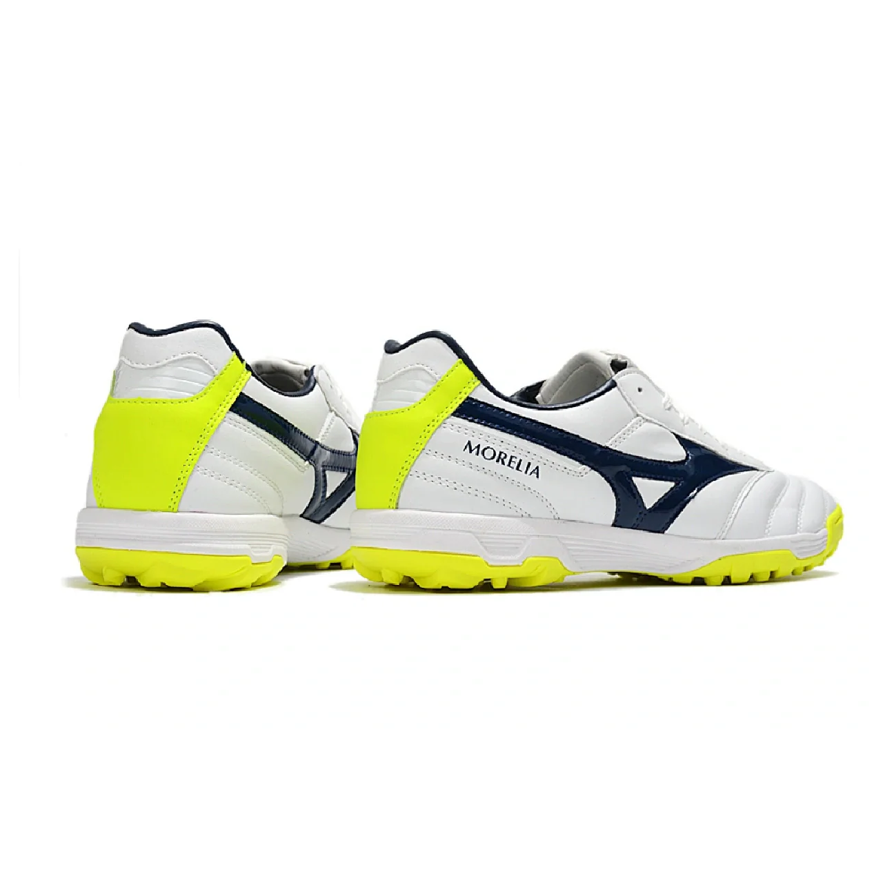 Botas de fútbol Mizuno Morelia Sala Classic Turf TF, color blanco, verde y azul