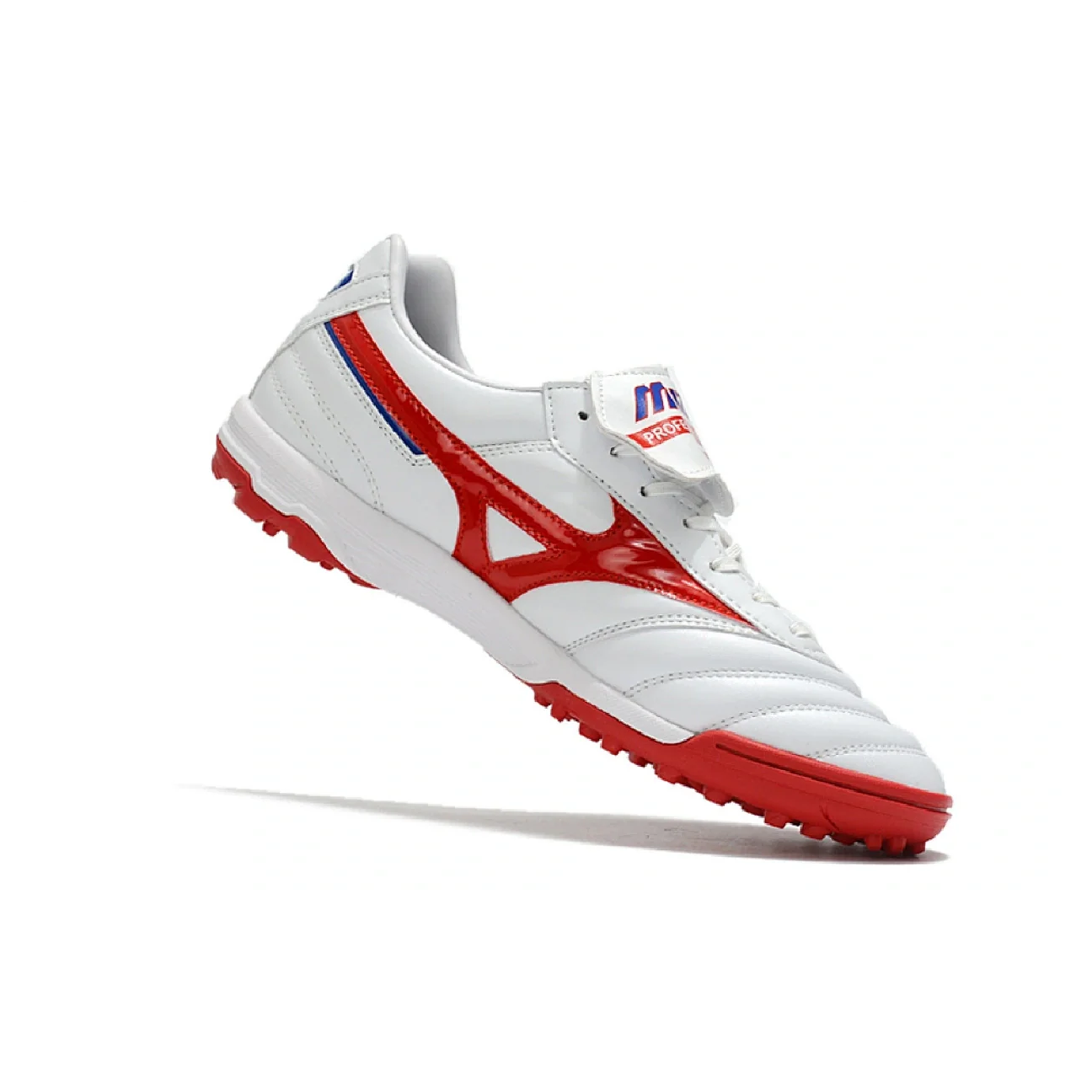 Botas de fútbol Mizuno Morelia Sala Classic Turf TF, color blanco, rojo y negro