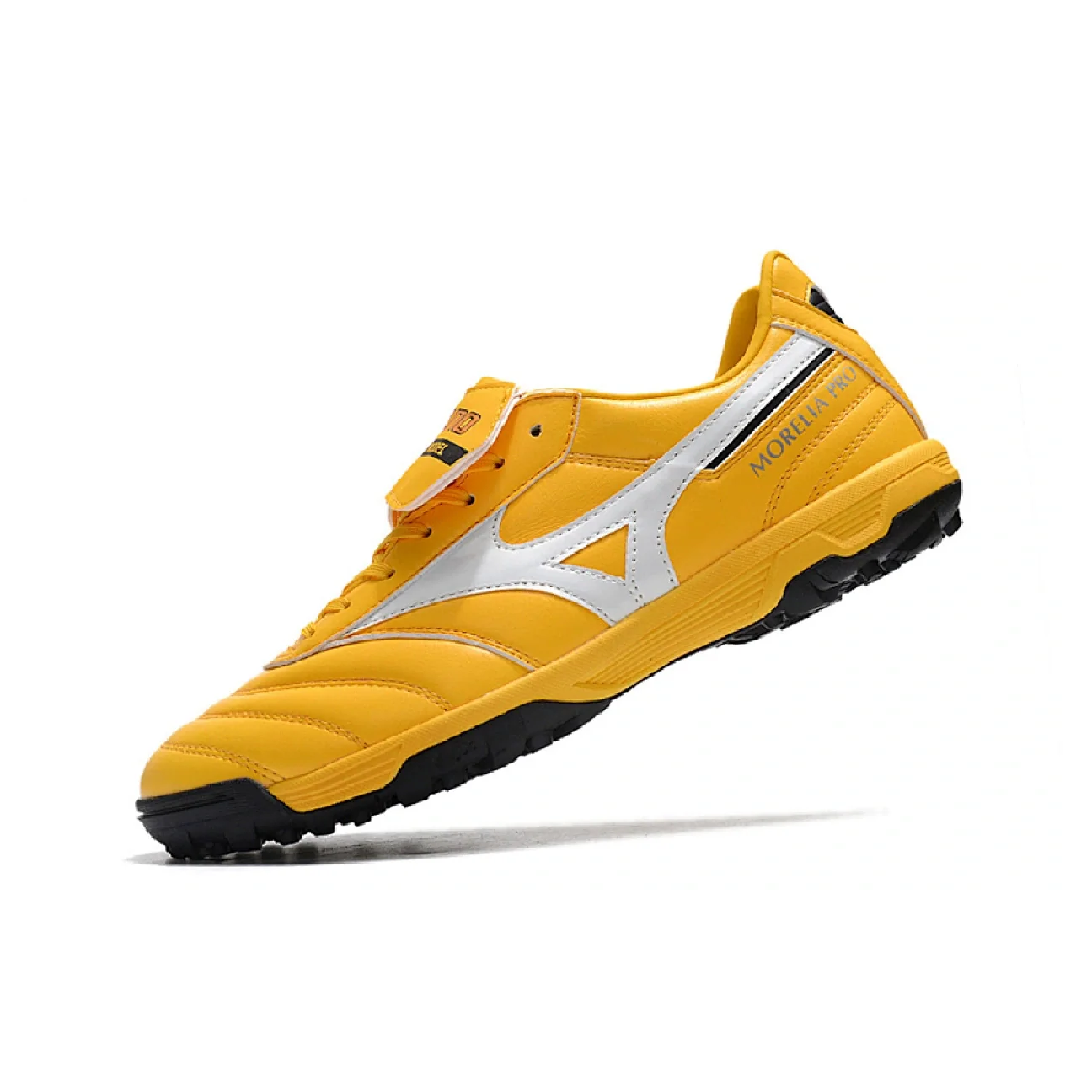 Botas de fútbol Mizuno Morelia Sala Classic Turf TF, color amarillo, blanco y negro