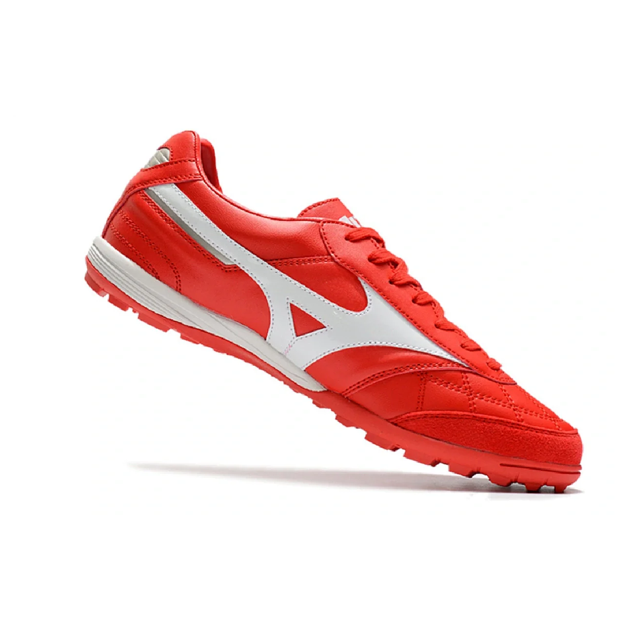 Botas de fútbol Mizuno Morelia Sala Turf TF rojas y blancas