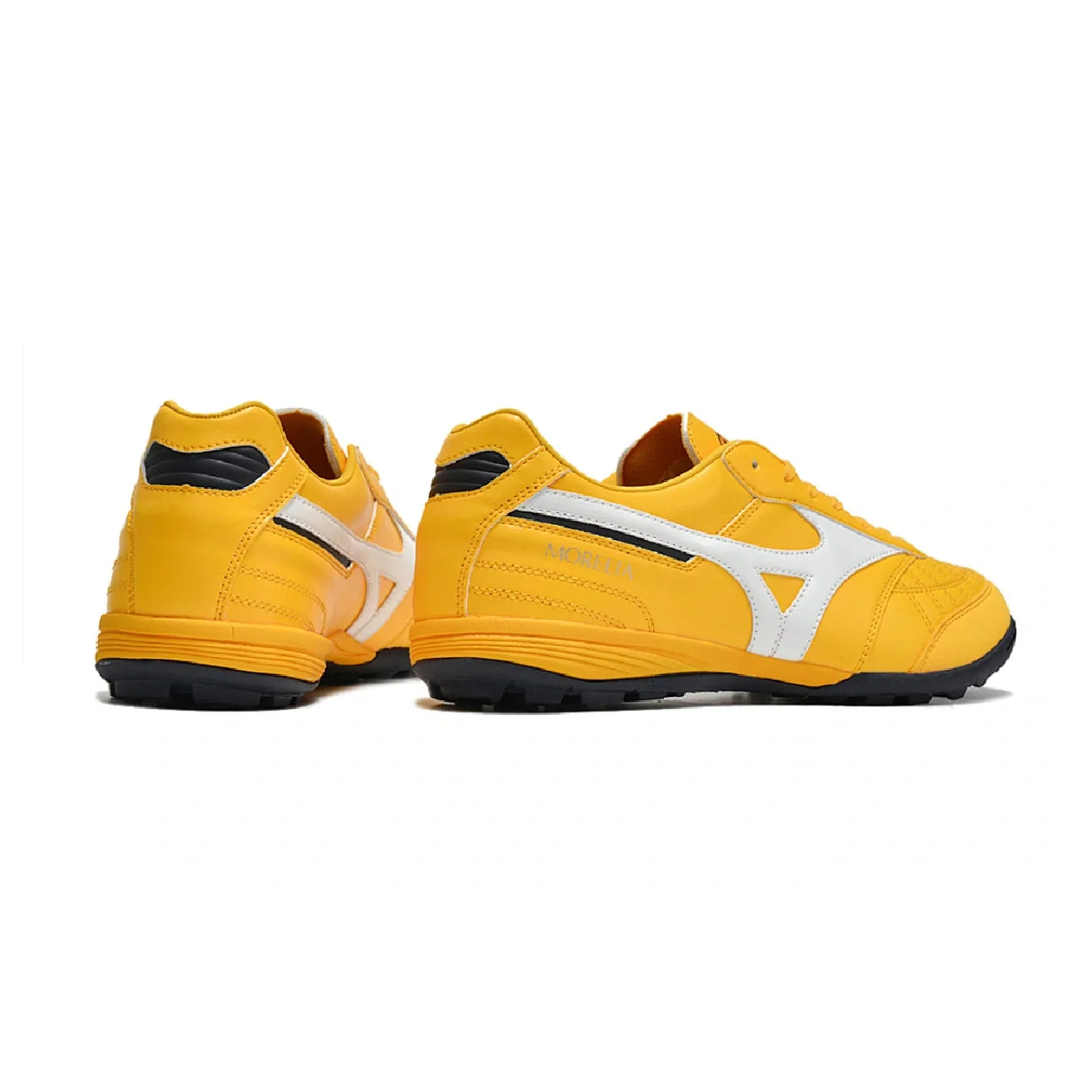 Botas de fútbol Mizuno Morelia Sala TF Turf TF amarillas, blancas y negras