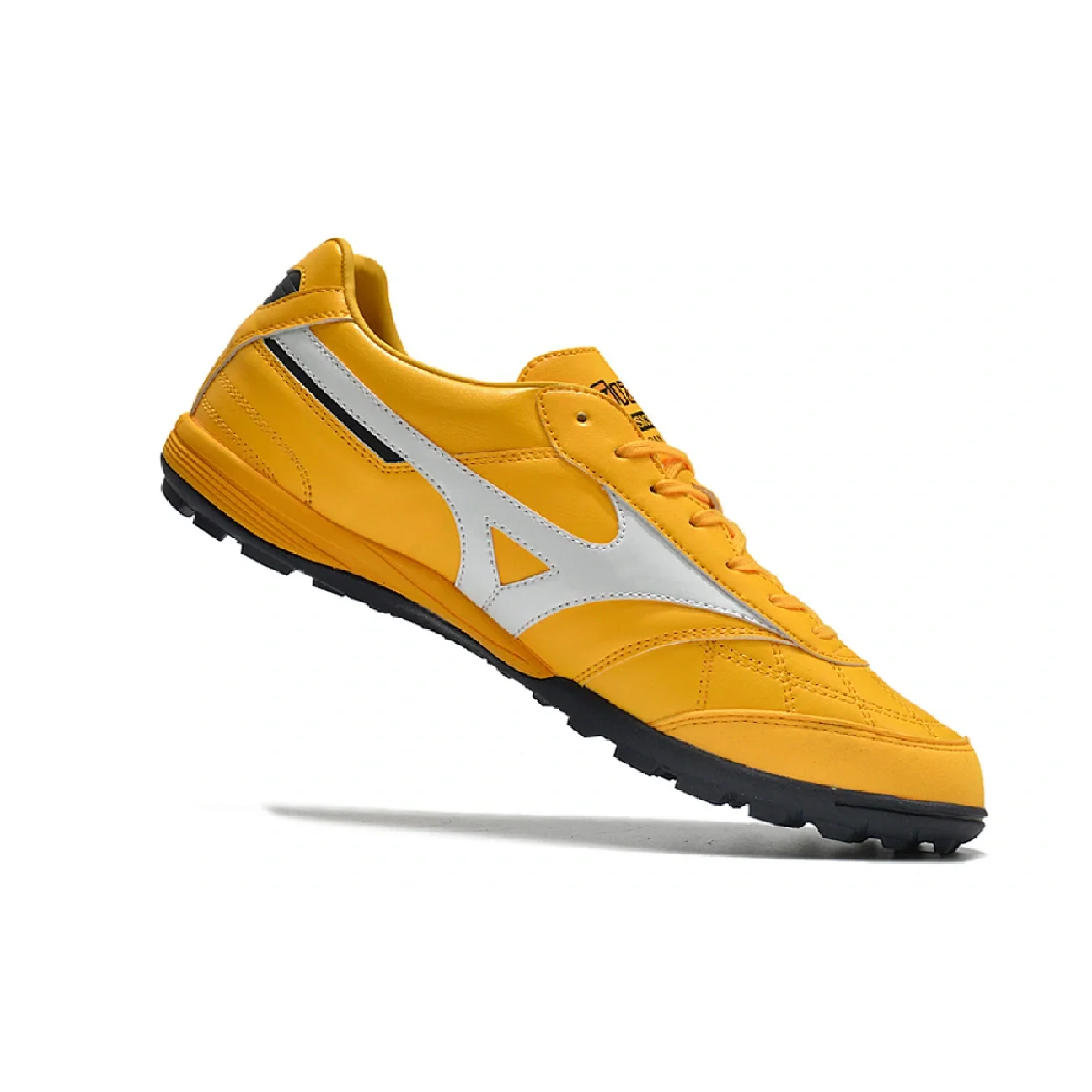 Botas de fútbol Mizuno Morelia Sala TF Turf TF amarillas, blancas y negras