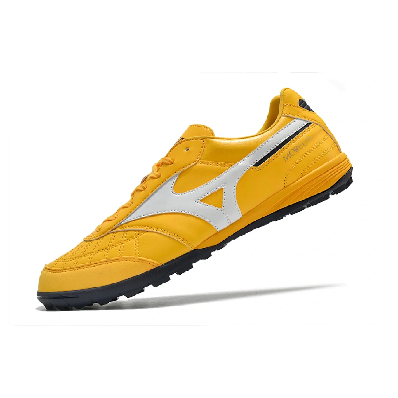 Botas de fútbol Mizuno Morelia Sala TF Turf TF amarillas, blancas y negras