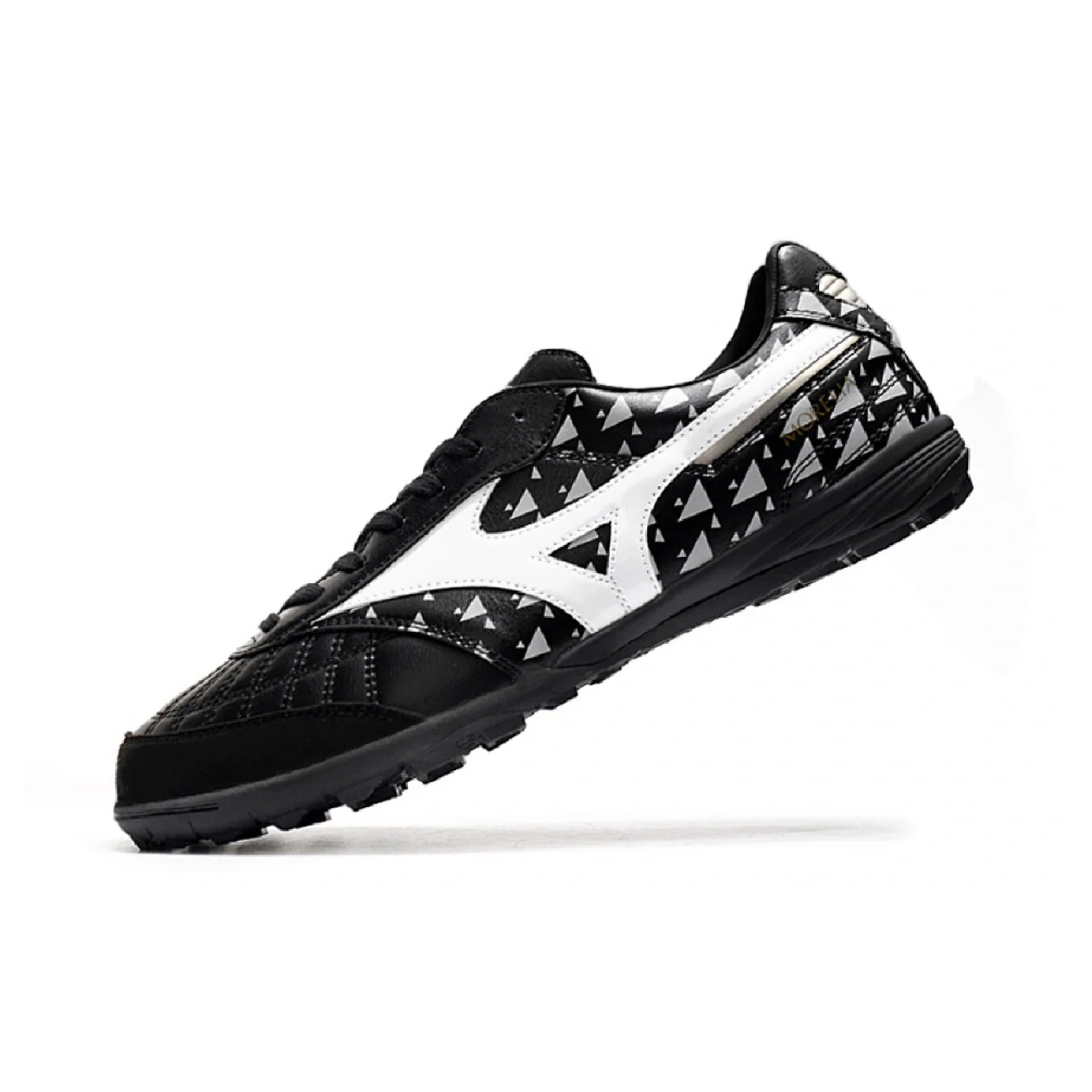 Botas de fútbol Mizuno Morelia Sala Turf TF en negro, blanco y gris