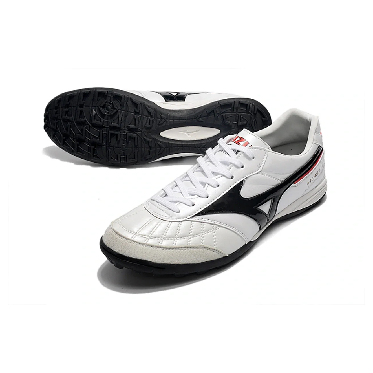 Botas de fútbol Mizuno Morelia Sala Turf TF blancas y negras