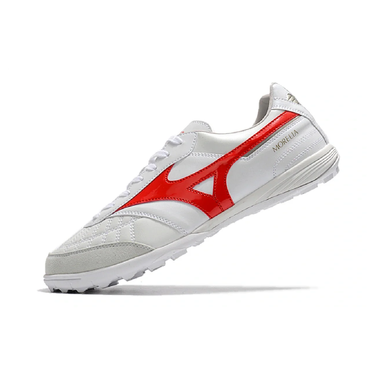 Botas de fútbol Mizuno Morelia Sala Turf TF blancas y rojas