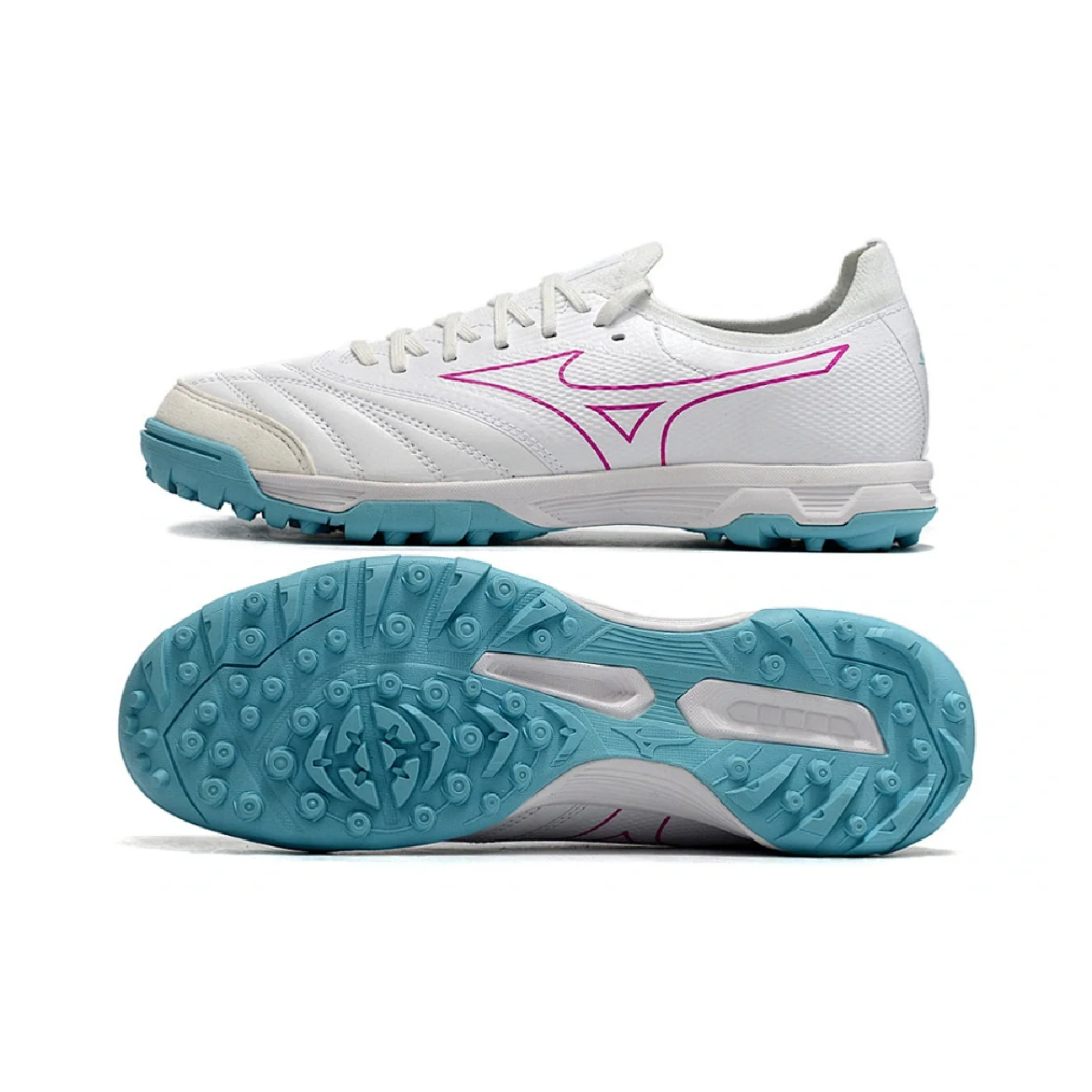 Botas de fútbol Mizuno Neo Sala Turf TF blancas y azules claros