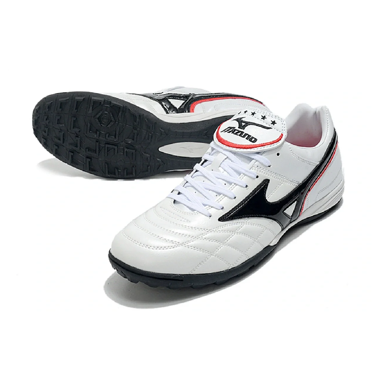 Botas de fútbol Mizuno Wave Cup Turf TF blancas y negras