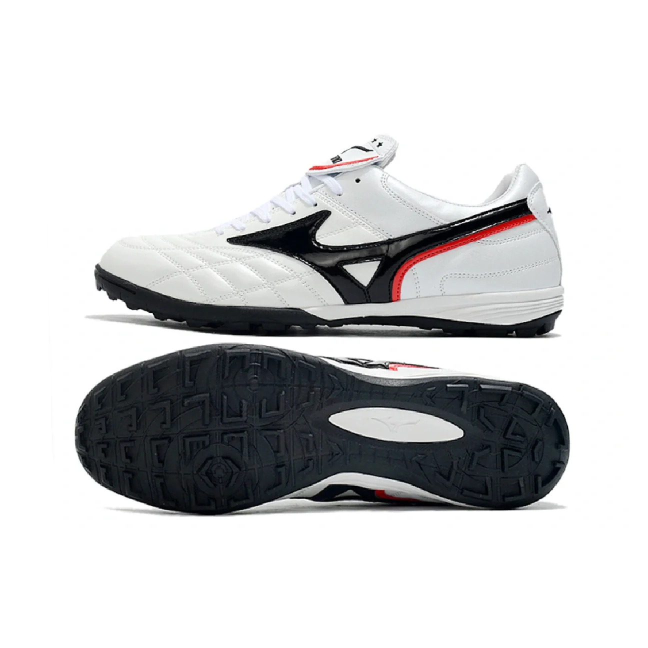 Botas de fútbol Mizuno Wave Cup Turf TF blancas y negras