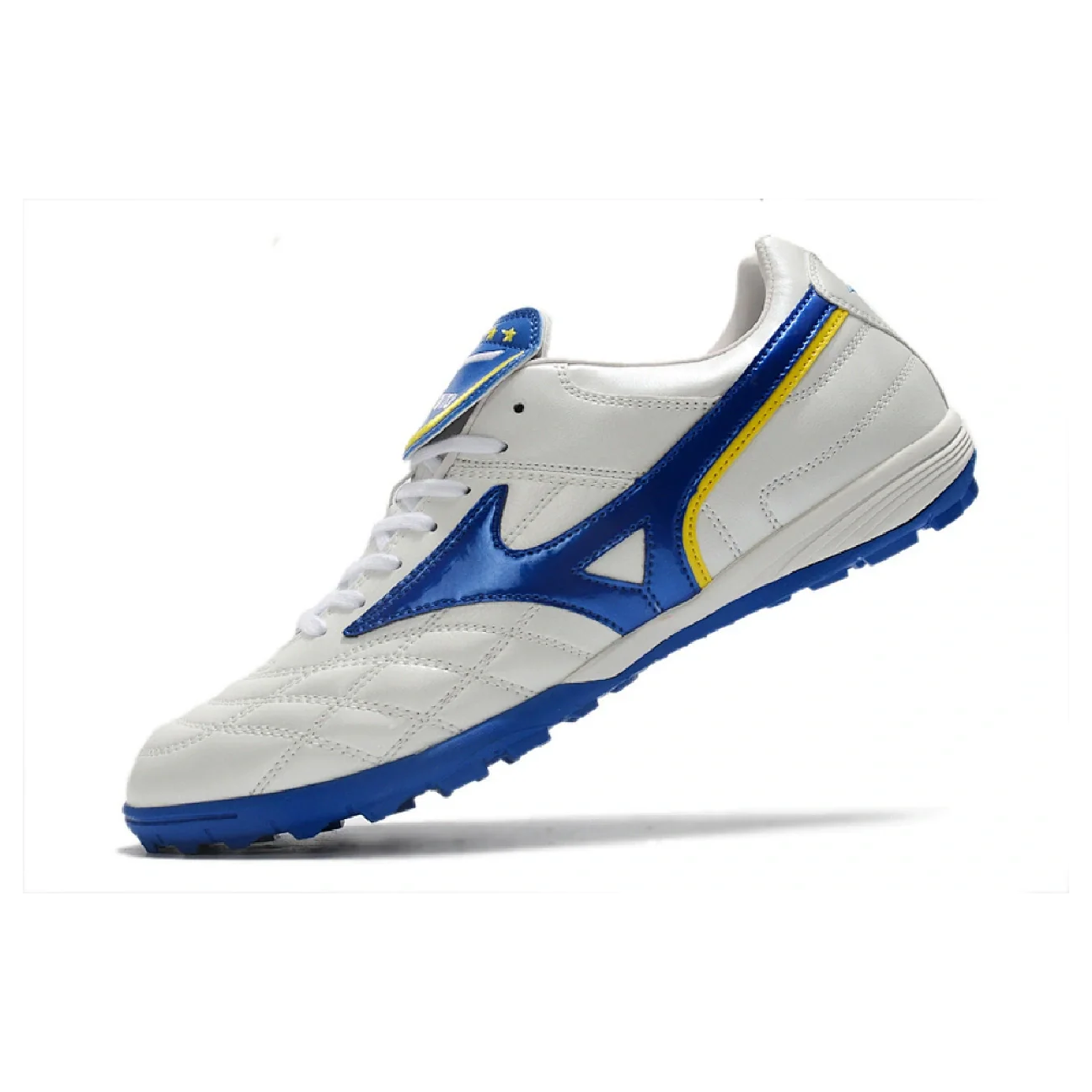 Botas de fútbol Mizuno Wave Cup Turf TF blancas y azules