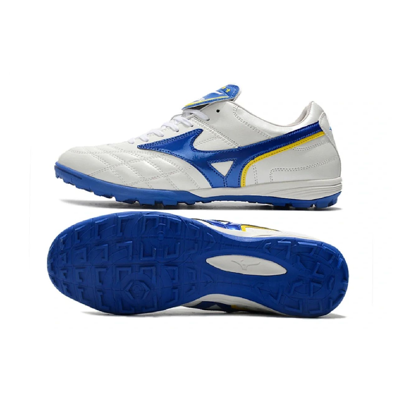 Botas de fútbol Mizuno Wave Cup Turf TF blancas y azules