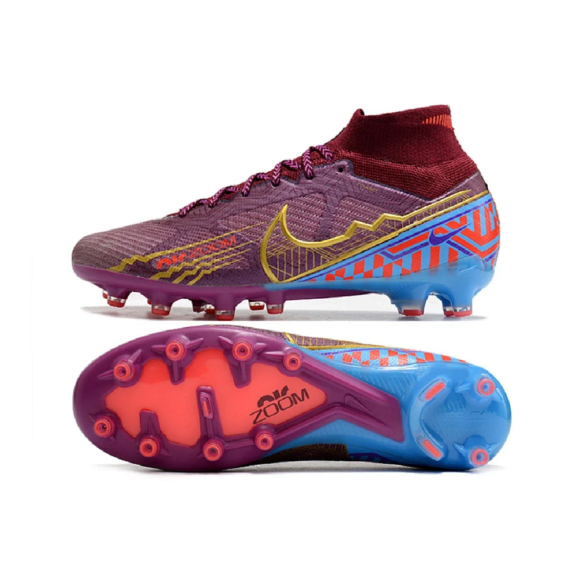 Botas de fútbol Nike Air Zoom Mercurial Superfly 9 Elite Mbappé para césped artificial AG, color morado 