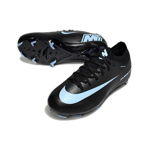 Botas de fútbol Nike Air Zoom Mercurial Vapor 16 Elite para niños, color negro y azul claro, para terreno firme FG
