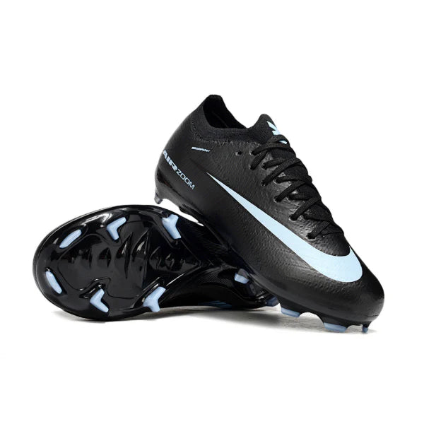Botas de fútbol Nike Air Zoom Mercurial Vapor 16 Elite para niños, color negro y azul claro, para terreno firme FG