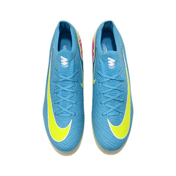 Botas de fútbol Nike Air Zoom Mercurial Vapor 16 Elite para niños, color azul claro y verde, para terreno firme FG