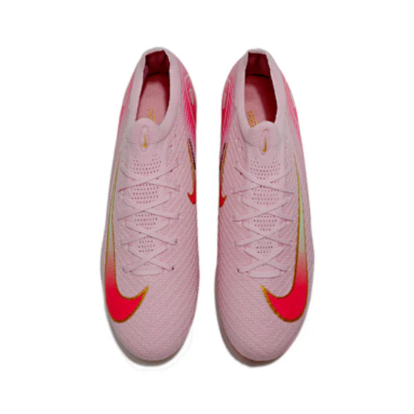 Botas de fútbol Nike Air Zoom Mercurial Vapor 16 Elite para niños, color rosa claro y verde claro, para terreno firme FG