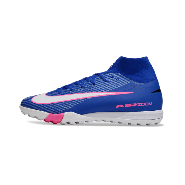 Botas de fútbol Nike Mercurial Superfly 10 Elite Turf TF para niños, color azul, rosa y blanco