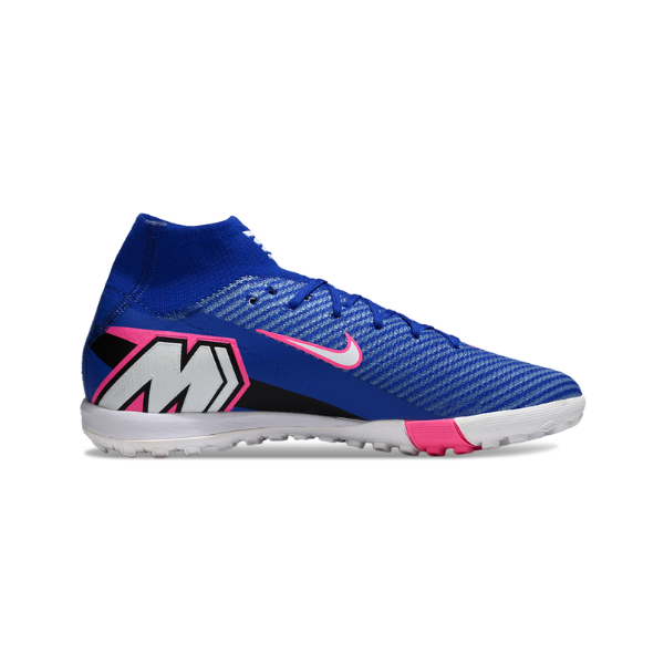 Botas de fútbol Nike Mercurial Superfly 10 Elite Turf TF para niños, color azul, rosa y blanco