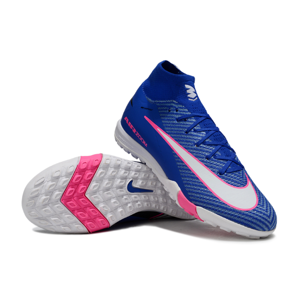 Botas de fútbol Nike Mercurial Superfly 10 Elite Turf TF para niños, color azul, rosa y blanco