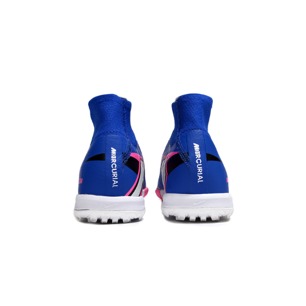 Botas de fútbol Nike Mercurial Superfly 10 Elite Turf TF para niños, color azul, rosa y blanco