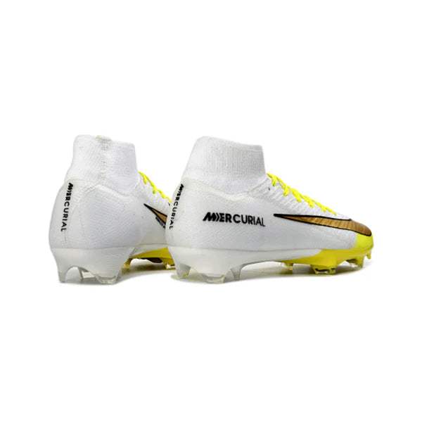 Botas de fútbol Nike Air Zoom Mercurial Superfly 10 Elite FG para terreno firme, color blanco y amarillo