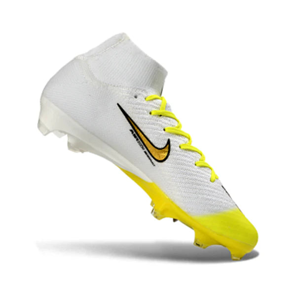 Botas de fútbol Nike Air Zoom Mercurial Superfly 10 Elite FG para terreno firme, color blanco y amarillo