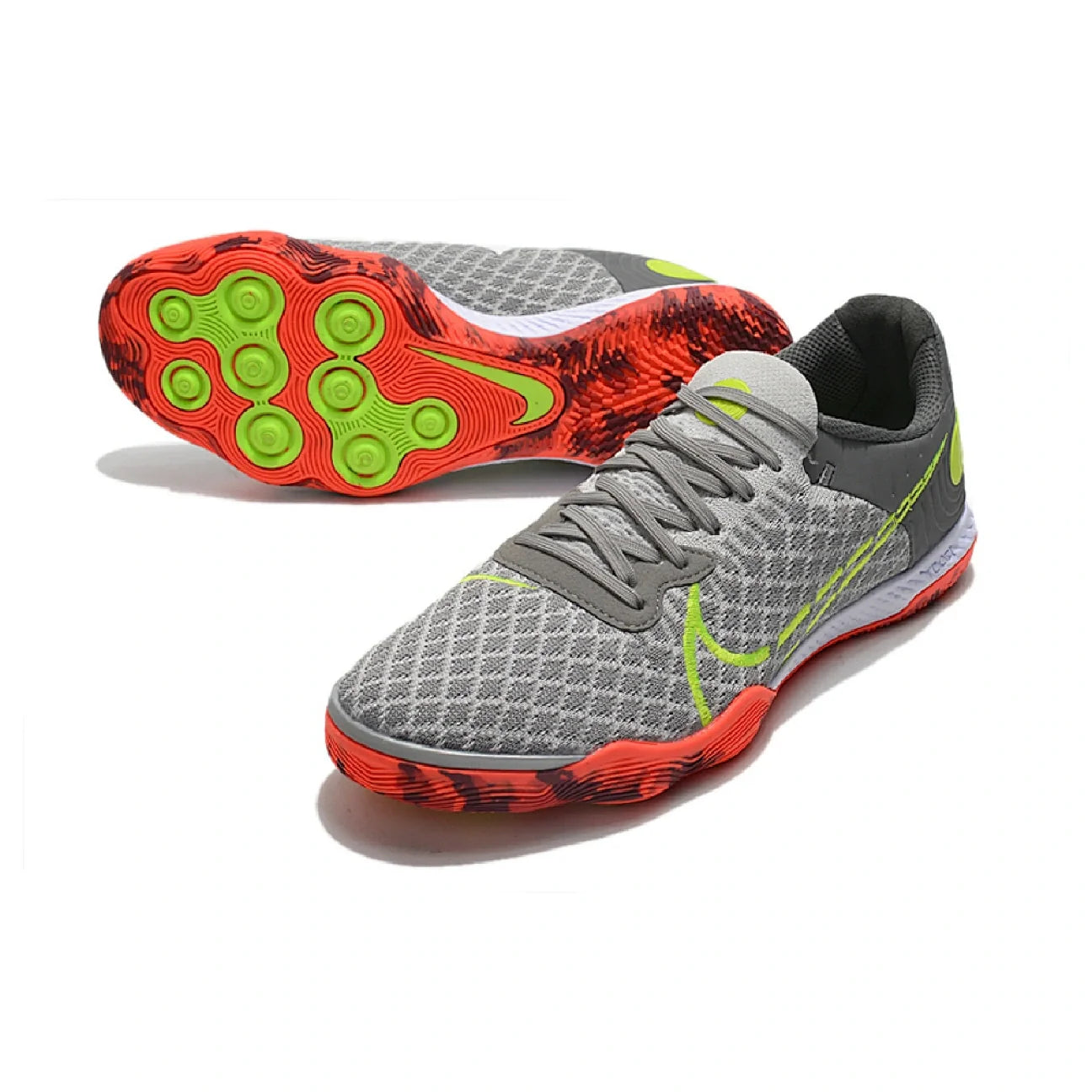 Nike Reactgato Laceless Gray and Orange Indoor IC Football Boot