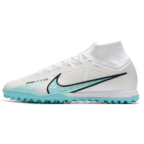 Nike Zoom Mercurial Superfly 9 Elite White and Blue Turf TF Football Boot
