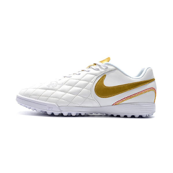 Nike Tiempo 7 Academy White and Golden Turf TF Football Boot 