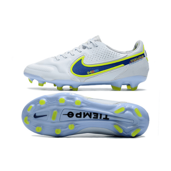 Nike Tiempo Legend 9 Elite White and Blue Firm Ground FG Football Boot