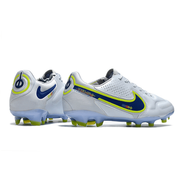 Nike Tiempo Legend 9 Elite White and Blue Firm Ground FG Football Boot