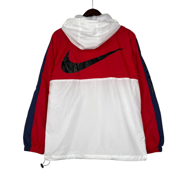 Nike White and Red Windbreaker Jacket 
