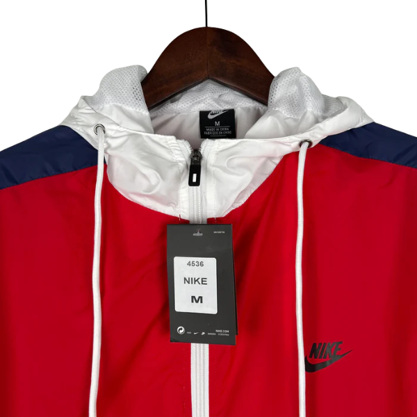 Nike White and Red Windbreaker Jacket 