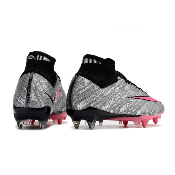 Nike Zoom Mercurial Superfly 9 Elite Gray and Pink Aluminium Studs SG Football Boot