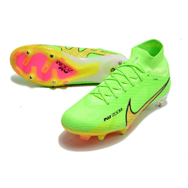 Nike Zoom Mercurial Superfly 9 Elite Green and Yellow Aluminium Studs SG Football Boot
