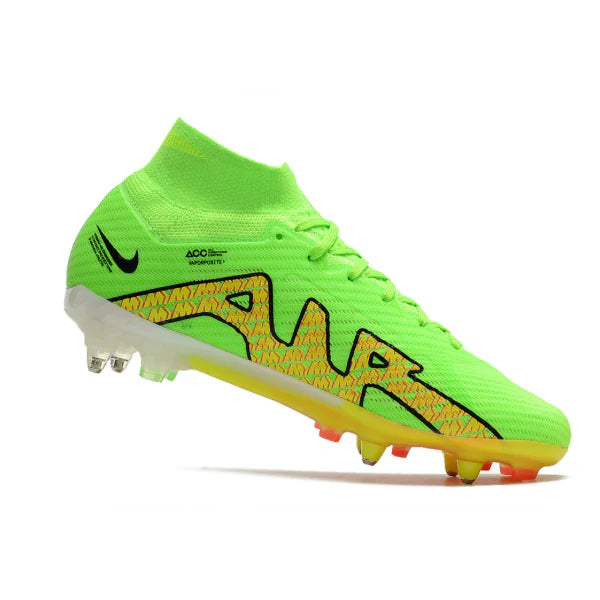 Nike Zoom Mercurial Superfly 9 Elite Green and Yellow Aluminium Studs SG Football Boot